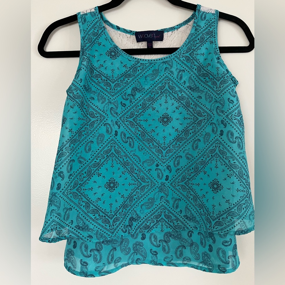 ❤️ Weavers Girl Lace Back Layered Sleeveless Top - Size XLarge